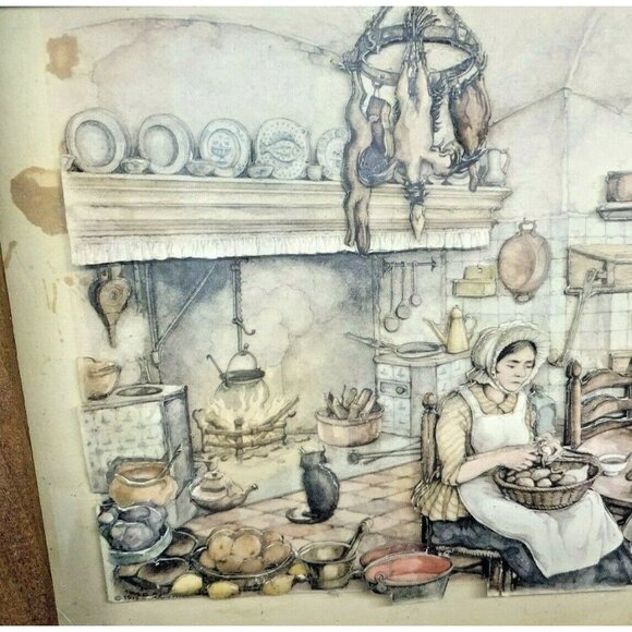 Vintage Anton Pieck 3D Shadowbox Diorama Two Women in a Kitchen Signed 8" X 10" - Picture 2 of 10